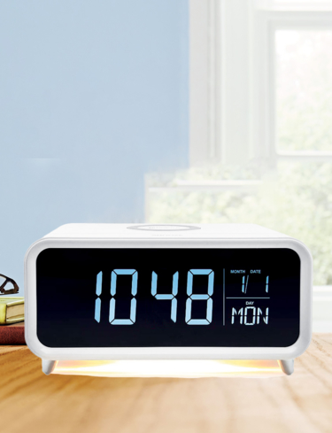 Alarm Clock with Wireless Charging Pad and Night Light
