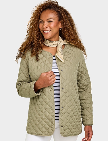 Diamond Quilted Collarless Jacket