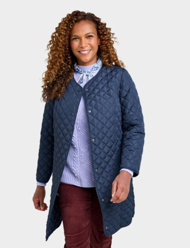 Longline Lightly Quilted Collarless Jacket