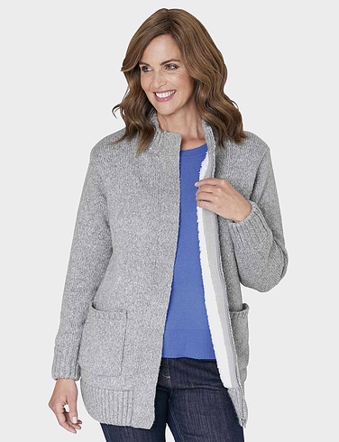 Fleece Lined Zip Cardigan