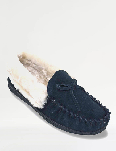 Ladies Suede Moccasin Slipper