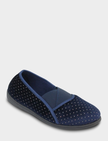 Dr Lightfoot Glitter Dot Velour E Fit Slipper