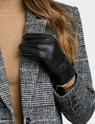 Leather Bow Trim Gloves