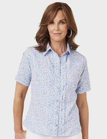 Pintuck Printed Blouse