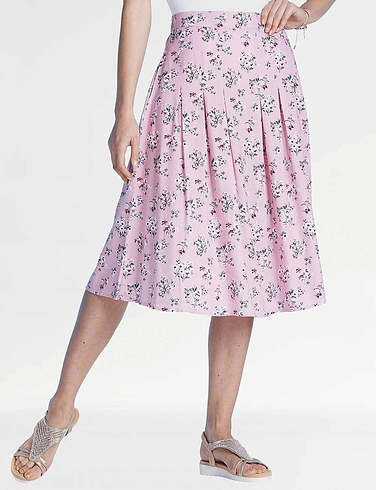 Viscose Print Pleat Front Skirt