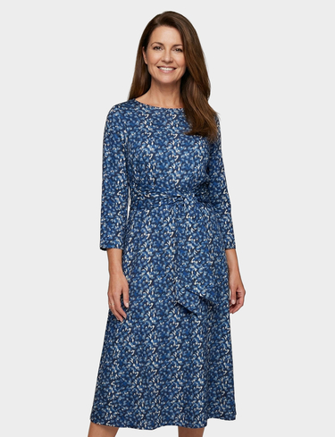Warm Handle Tie Front Print Dress
