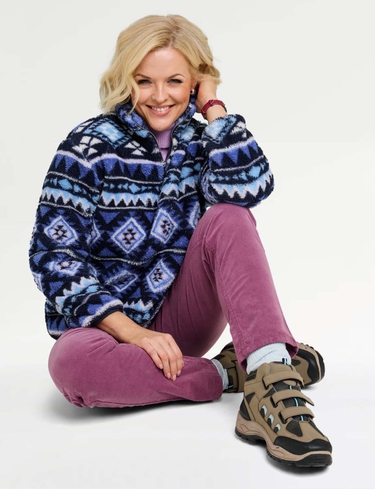 Half Zip Print Fleece Top