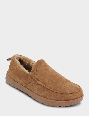 Faux Suede Fleece Lined Wide Fit Slipper