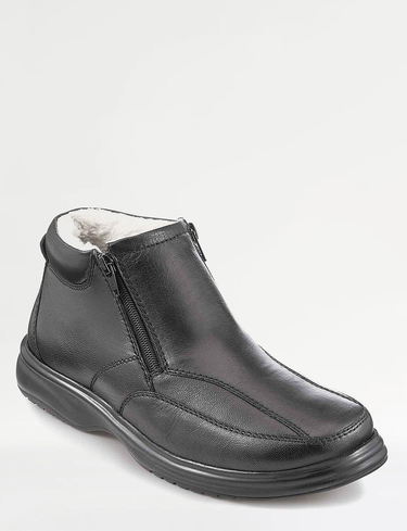 Pegasus Extra Wide Fit Leather Sherpa Lined Twin Zip Boot