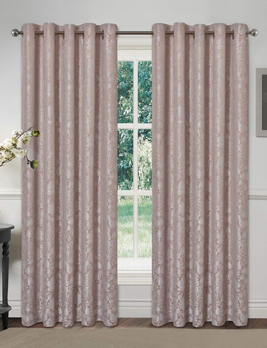 Damask Rose Eyelet Lined Curtains